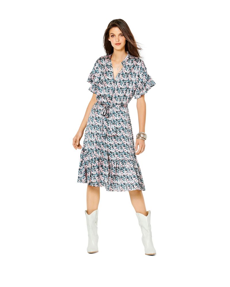 Burda Style Misses' Dress with Button Fastening – Stand Collar – Frills B6240 - Paper Pattern, Size 8-18