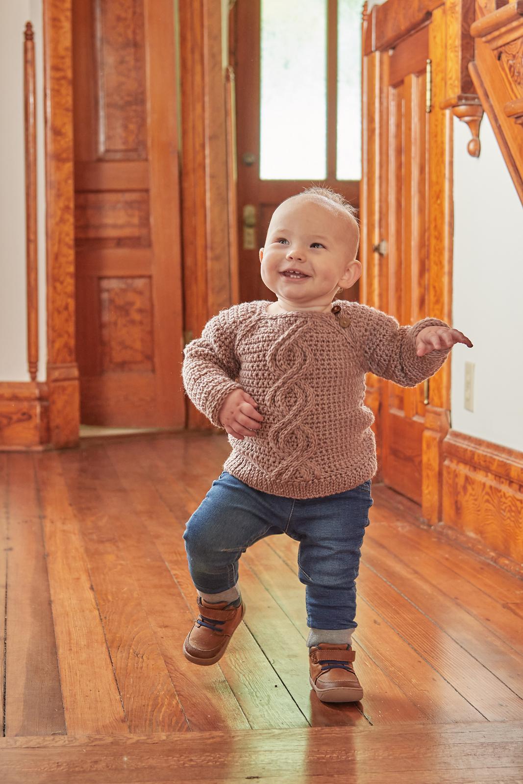 Vintage Baby Crochet Cable Sweater