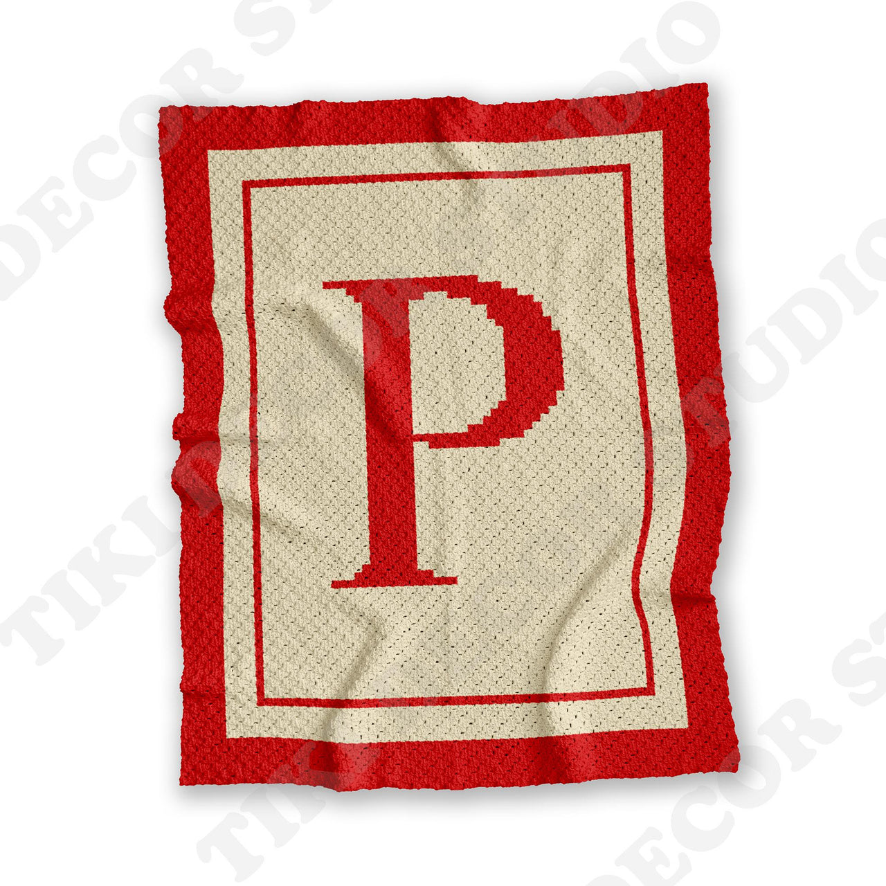 Initial Letter P Baby Shower Blanket C2C CROCHET PATTERN