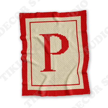 Initial Letter P Baby Shower Blanket C2C CROCHET PATTERN