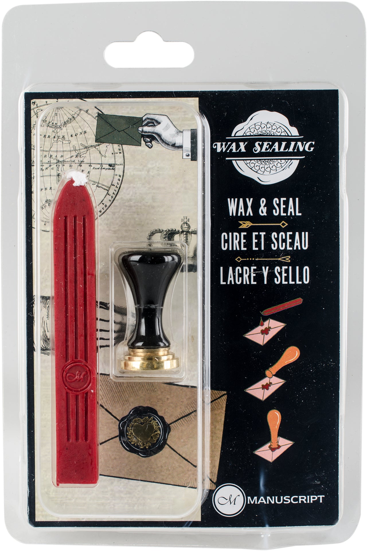 Manuscript Pen Manuscript Short Handle Classic Seal W/Wax Set - Heart