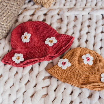 Bucket Hat With Flowers in Lion Brand 24/7 Cotton - Downloadable PDF