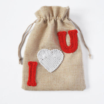 Crochet Letters. I Heart U Applique. Crochet Embellishment