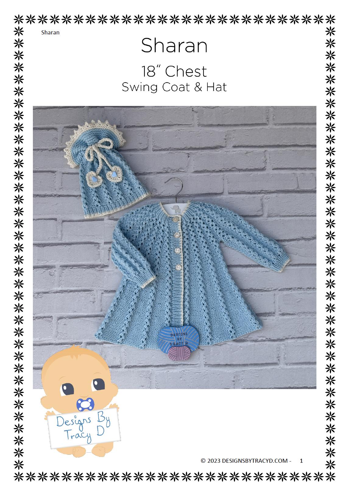 Sharan Baby Swing Coat knitting pattern, 18 inch chest 3-6mths