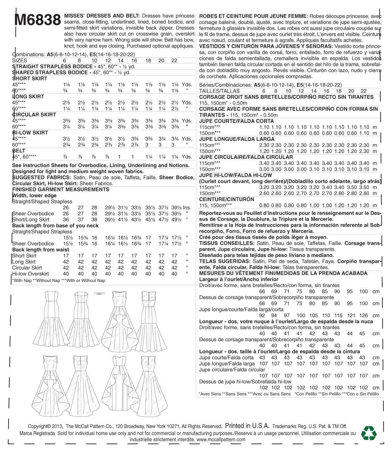 McCall's Misses' Dress M6838 - Sewing Pattern