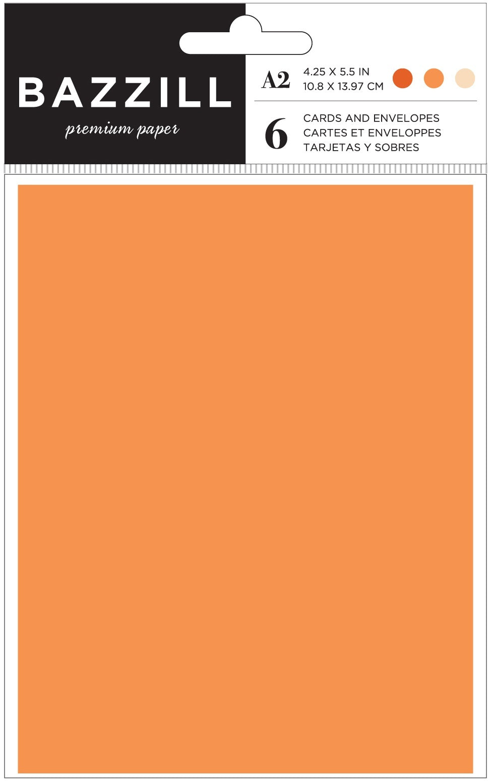 Bazzill Cards W/Envelopes 4.25"X5.5" 6/Pkg - Oranges