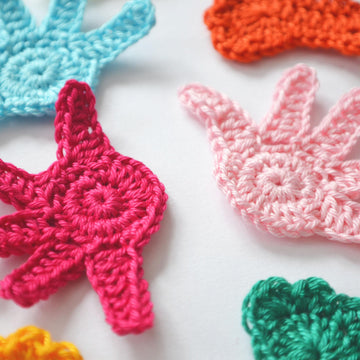 Crochet baby hand. Baby handprint. Crochet baby foot print. Crochet applique. Baby embellishment