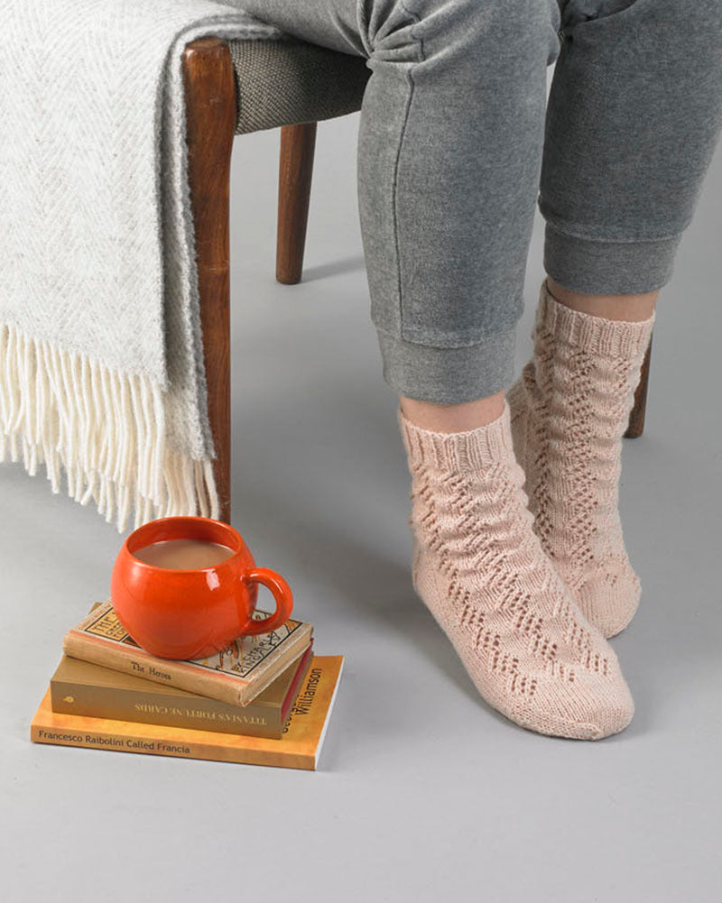 Brandi Socks - Knitting Pattern For Women in Debbie Bliss Toast