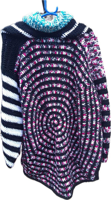 Spiral sweater wizard hood