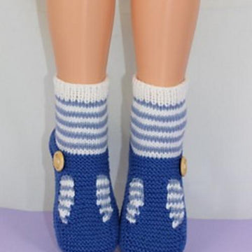 Childrens Stripe Sock T Bar Sandal Slippers