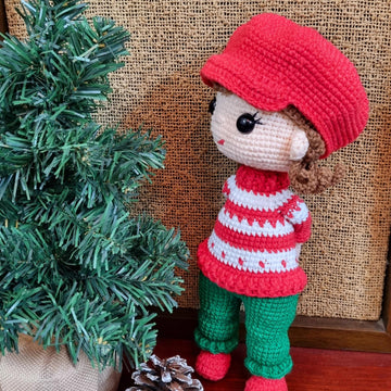 Crochet doll pattern, Amigurumi doll, Christmas Doll