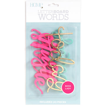 American Crafts DCWV Letterboard Words 4/Pkg - Boss Lady/Office