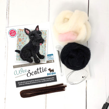 The Crafty Kit Company Dinky Dogs Scottie Dog Needle Felting Kit - 190 x 290 x 94mm