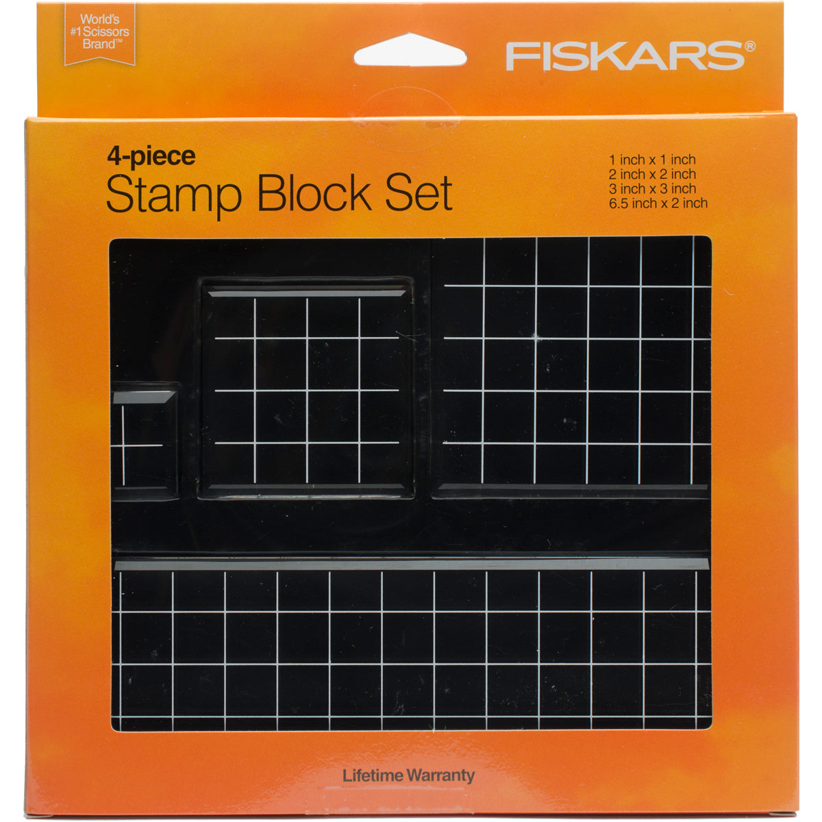 Fiskars Stamp Blocks 4/Pkg - 1"X1", 2"X2", 3"X3", 6.5"X2"