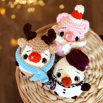 Holiday 3 in 1 - reindeer, snowman, piggy squishes