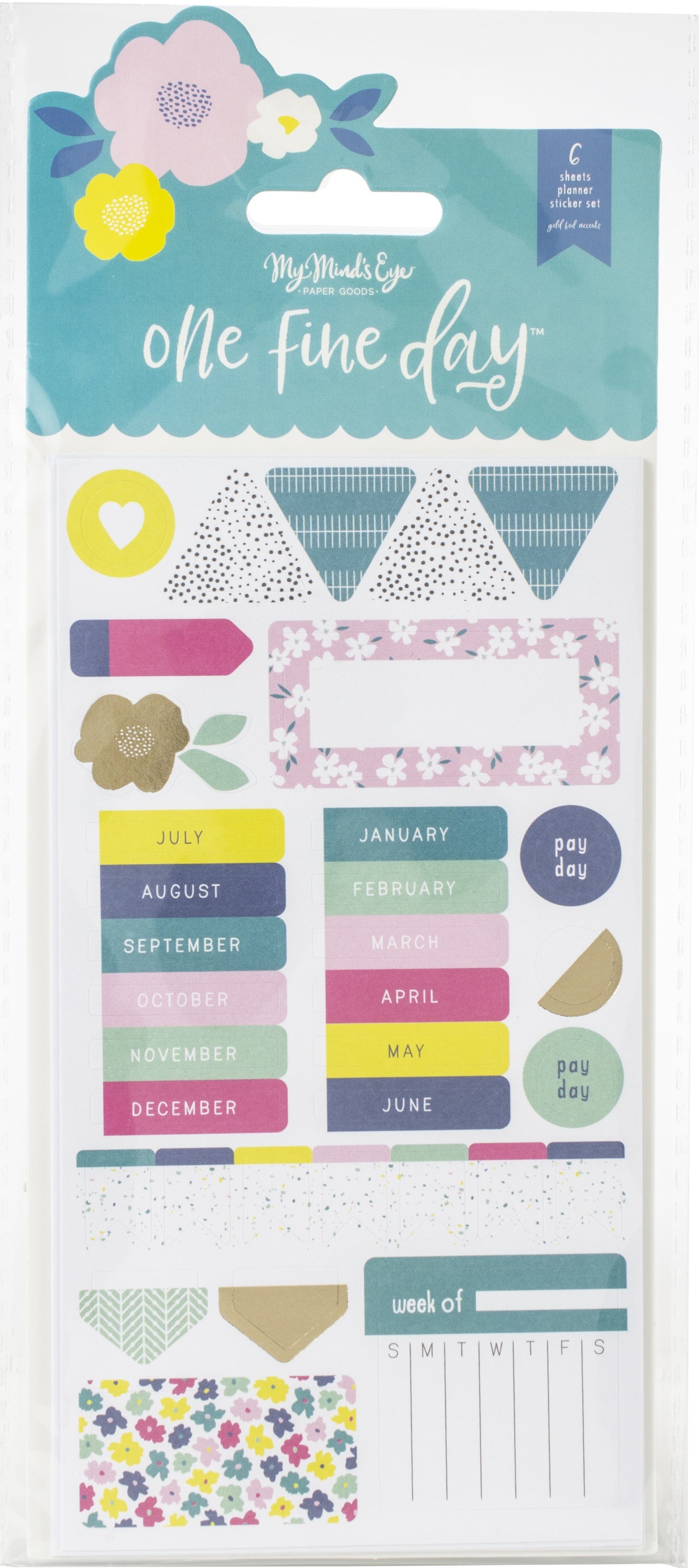 My Minds Eye One Fine Day Planner Sticker Set 6/Pkg - 600864