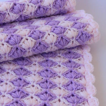 Baby Blanket "Lilac Lily" With Puff Flower
