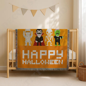 Happy Halloween Blanket C2C Spooky Throw Mummy Afghan Dracula Crib CROCHET PATTERN