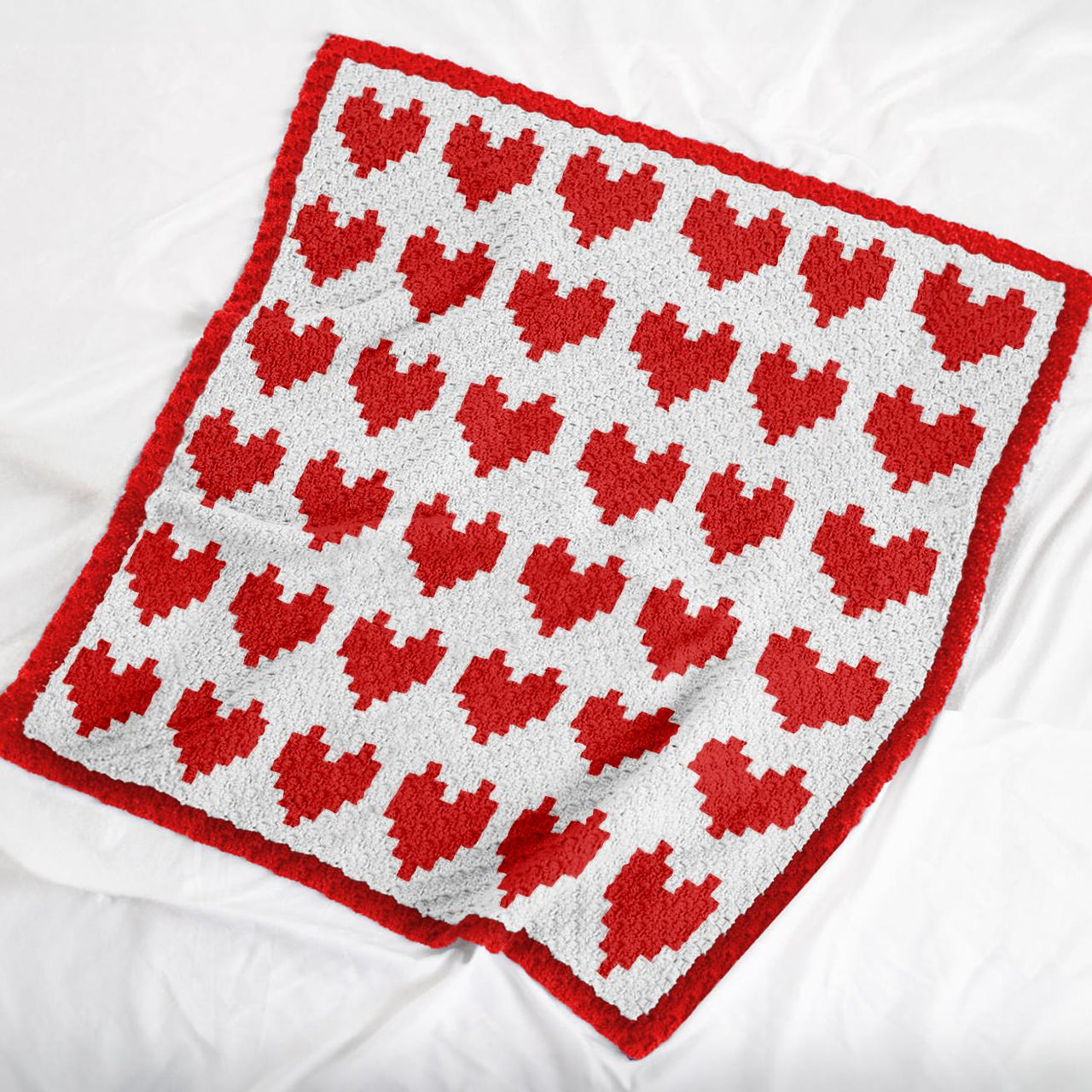 C2C Valentine's Day Blanket Hearts Throw Graphgan Crochet Pattern