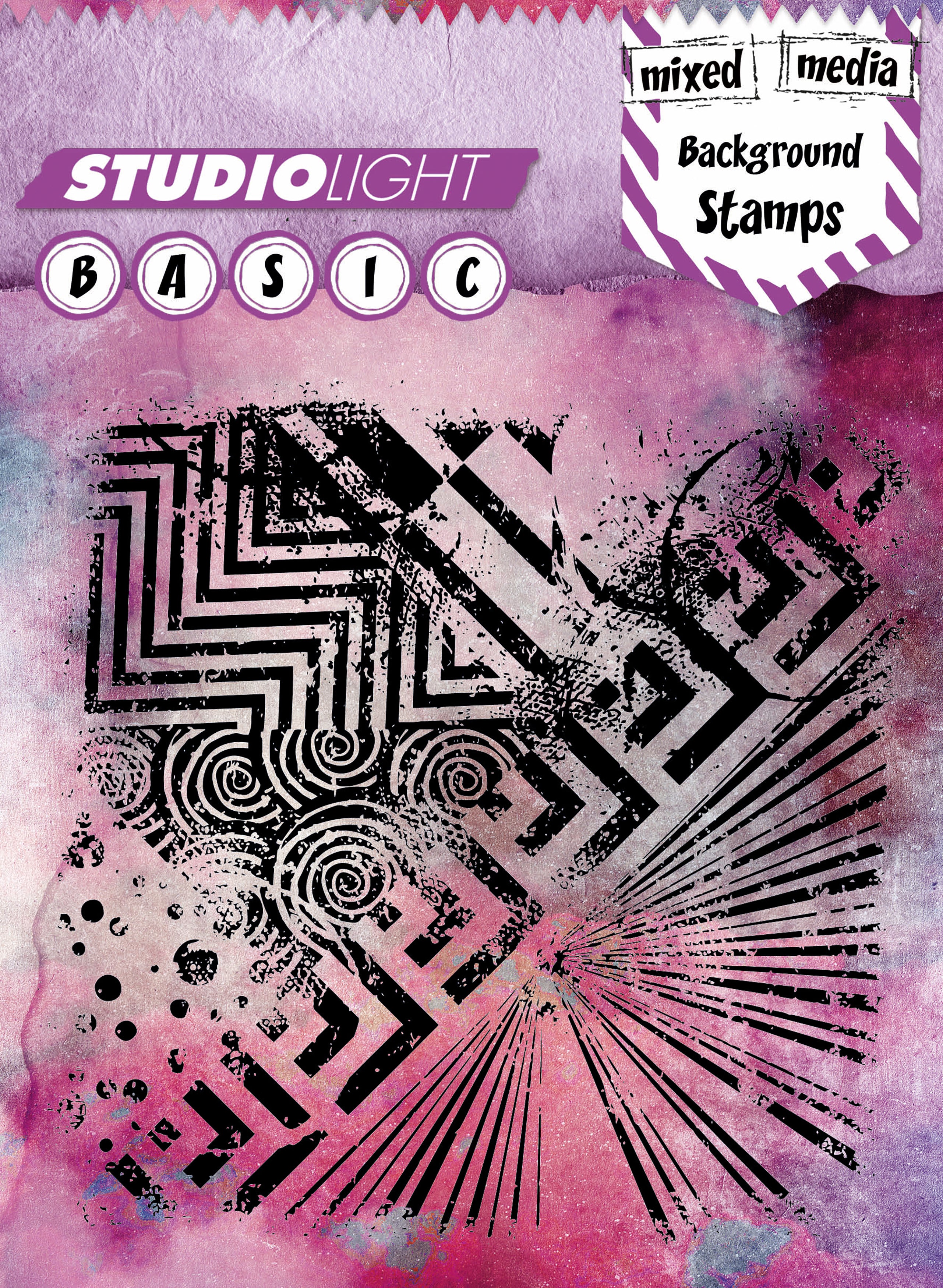Studio Light Mixed Media 5"X5" Background Stamp - Graphic