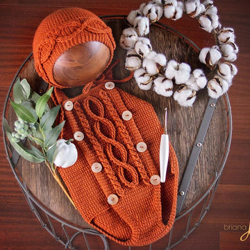 Cable Eyelet Romper & Bonnet