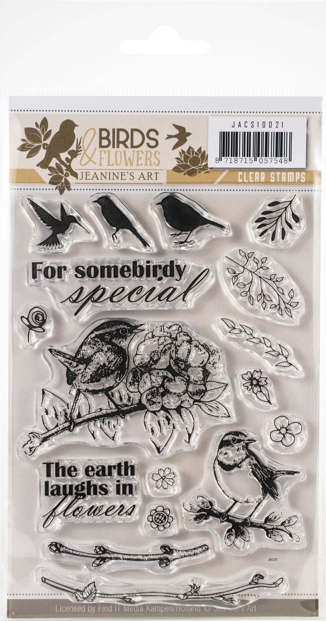 Find It Trading Jeanine's Art Clear Stamps - Birds & Flowers