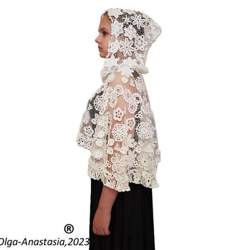 Crochet Christmas lace cape for Church