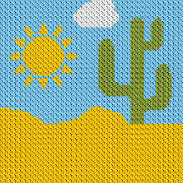 Cactus in Desert Blanket C2C Crochet Pattern
