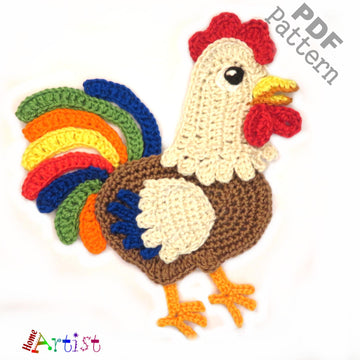 Rooster crochet applique pattern
