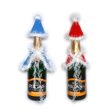 Crochet Santa Bottle Cover Pattern – Christmas Wine Bottle Topper with Hat & Cape (Beginner PDF)