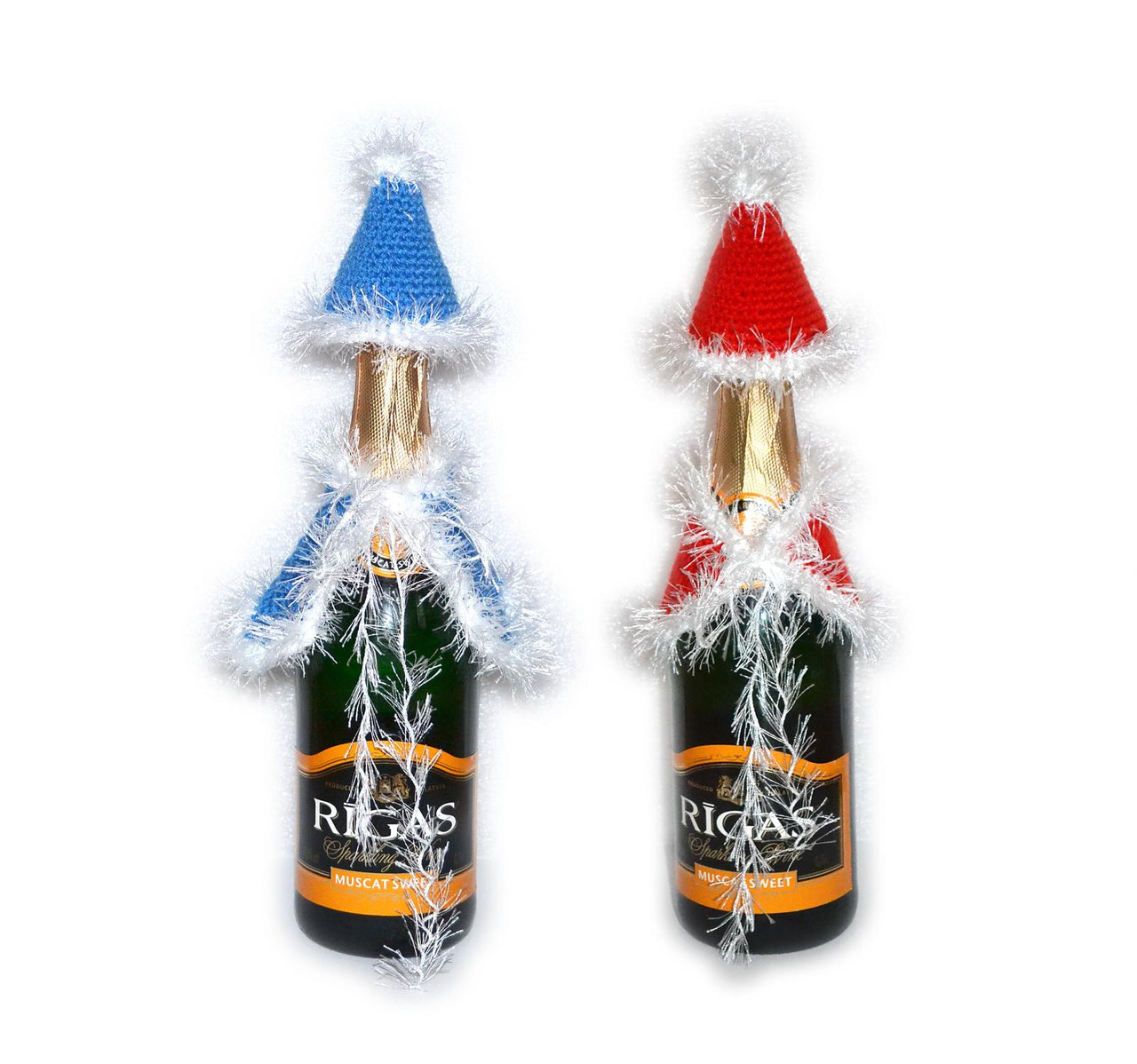 Crochet Santa Bottle Cover Pattern – Christmas Wine Bottle Topper with Hat & Cape (Beginner PDF)
