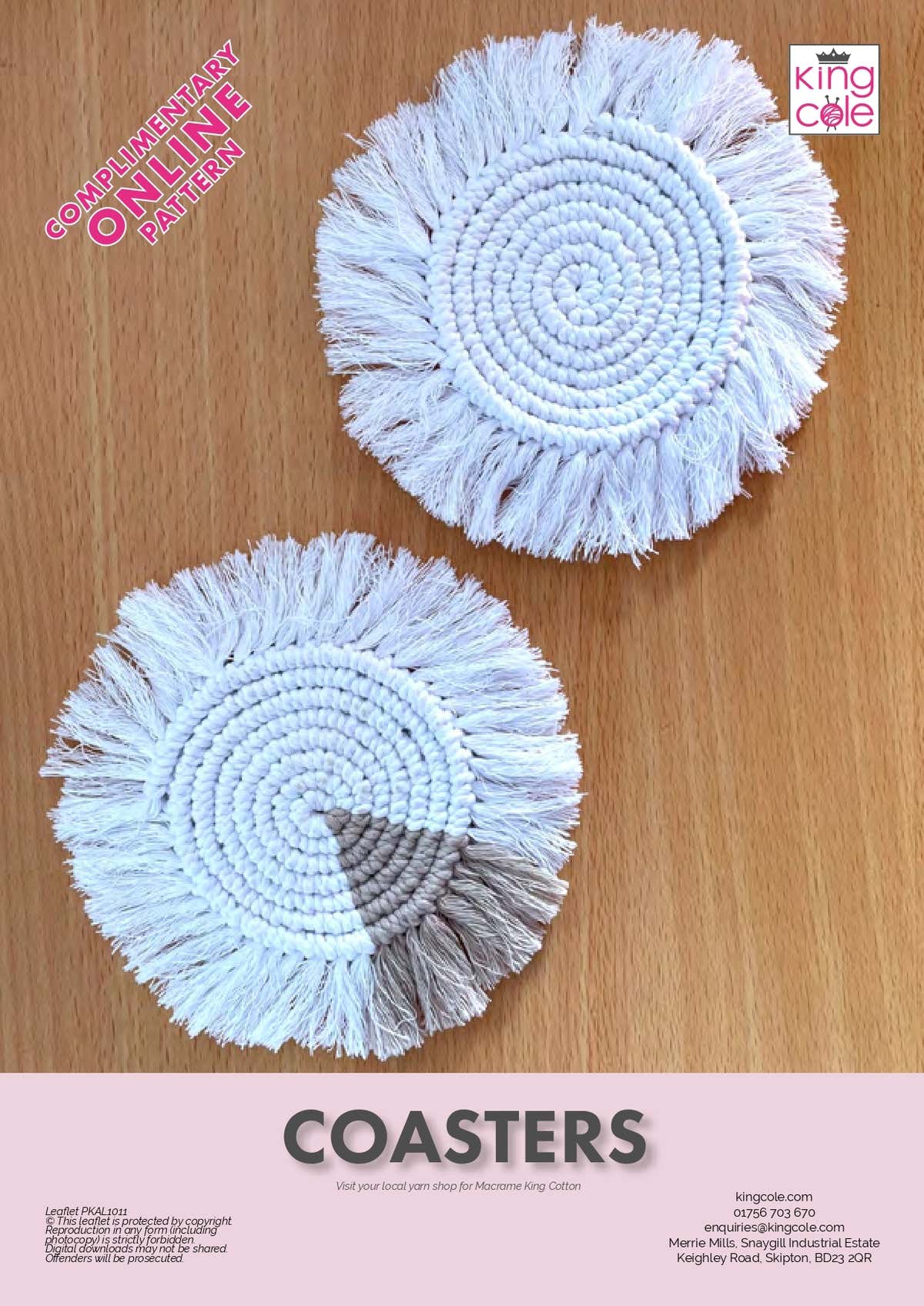 Spiral Coaster Knotted in King Cole Macrame Recycled Cotton – PKAL1011 – Complimentary downloadable PDF Pattern