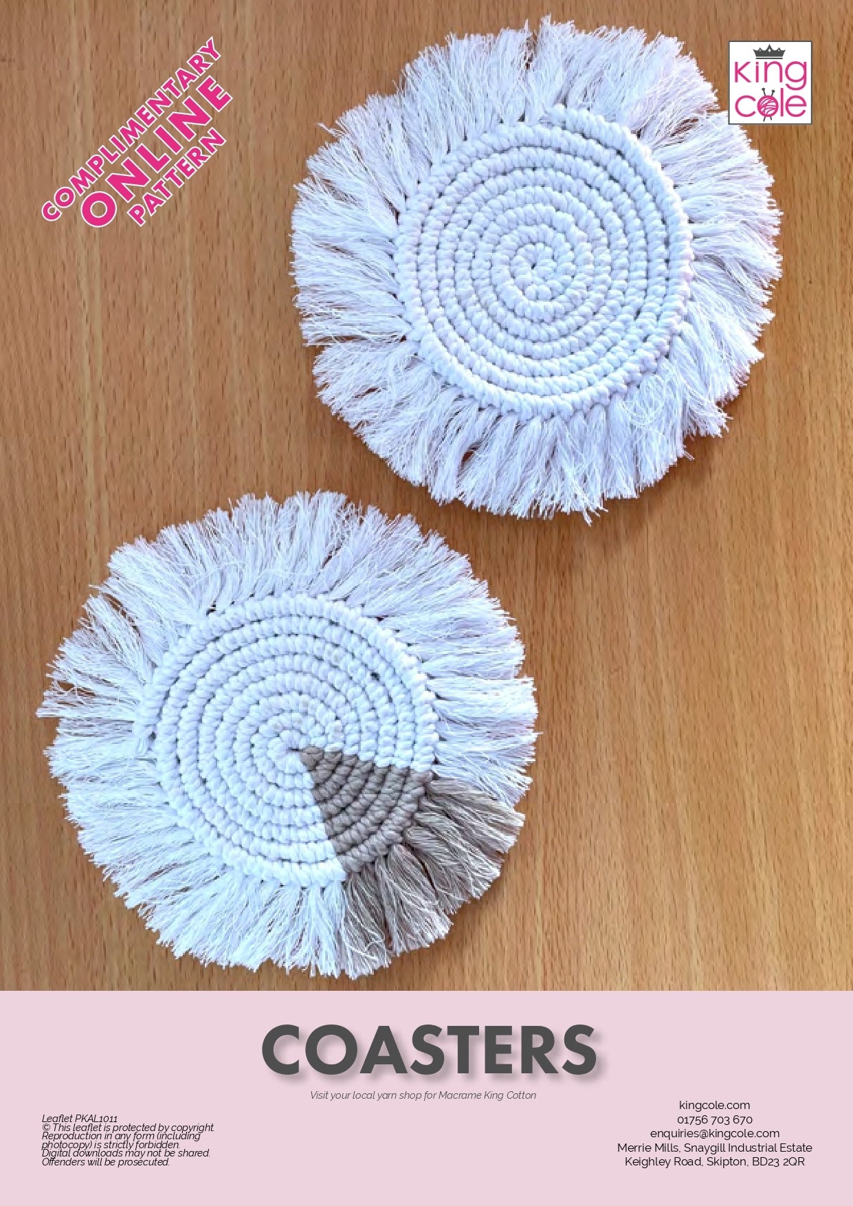 Spiral Coaster Knotted in King Cole Macrame Recycled Cotton – PKAL1011 – Complimentary downloadable PDF Pattern