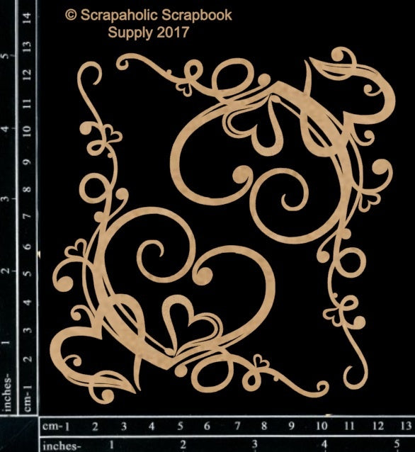 Scrapaholics Laser Cut Chipboard 1.8mm Thick - Heart Corner Flourishes, 2/Pkg, 5"X4"