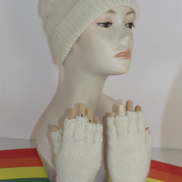 Adult & Teen Aran Ski Beanie & Short Finger Gloves