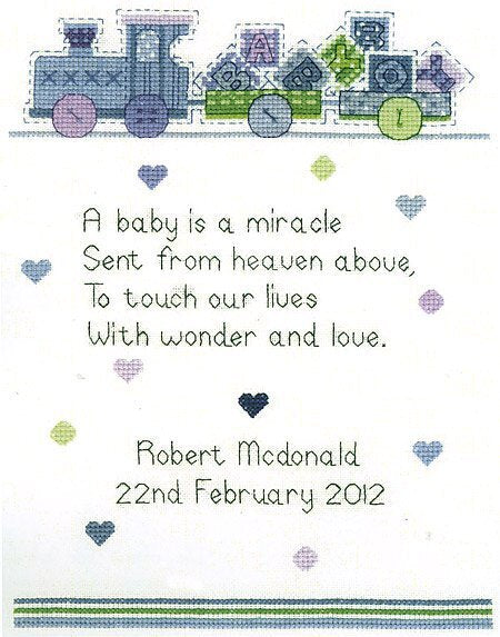 Heritage Baby Boy Sampler, 14 count Aida Cross Stitch Kit - 18cm x 23cm