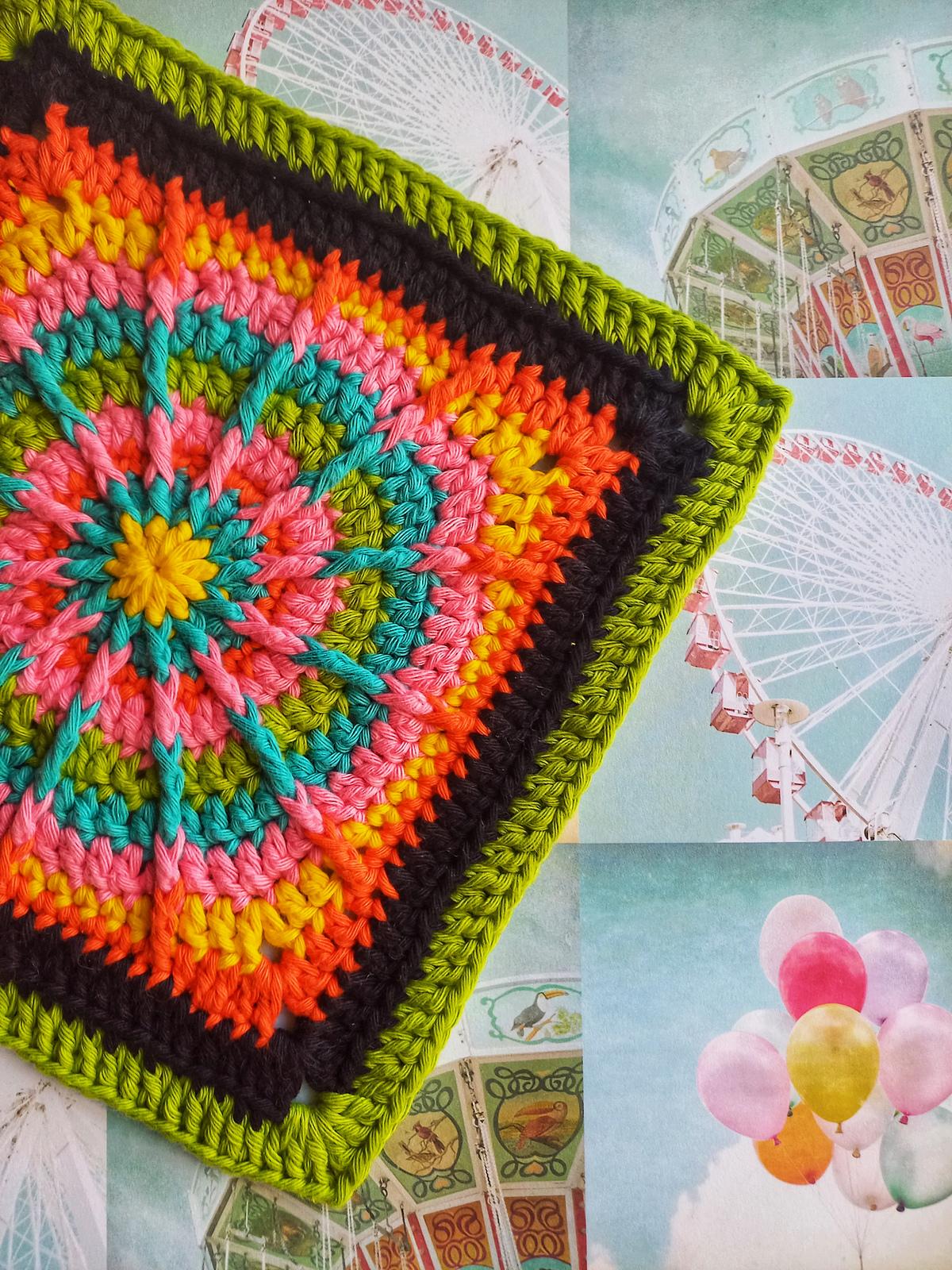 Carnival Granny Square 8"