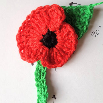 Crochet Remembrance 'Poppy Brooch' and 'Wreath'