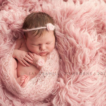 #90 Newborn dainty blossom mohair wrap