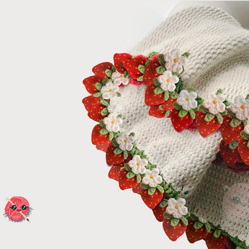 Strawberry Crochet Flower Bouquet Blanket
