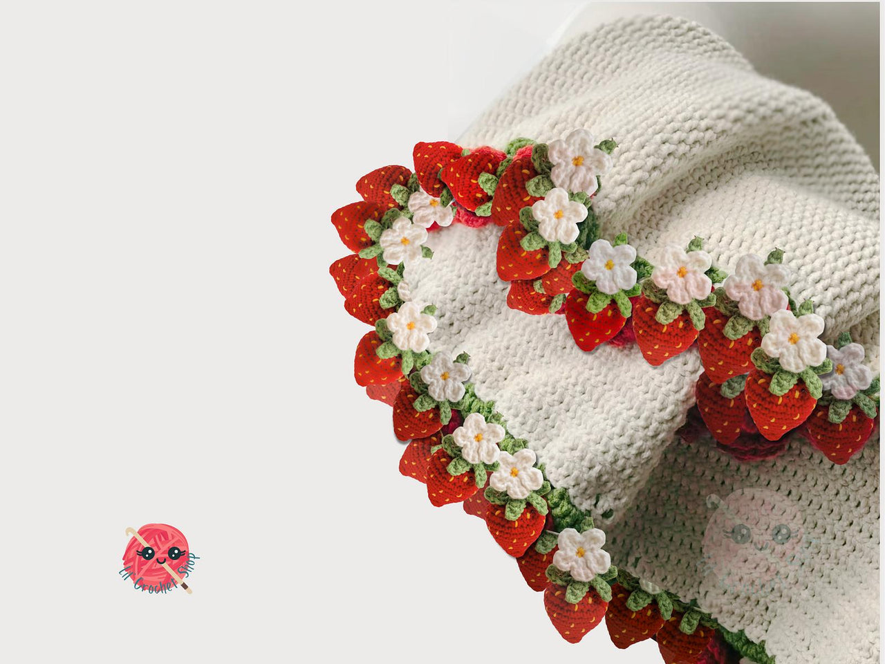 Strawberry Crochet Flower Bouquet Blanket