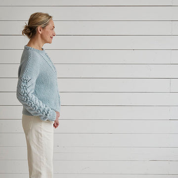 Lace with Bobble Sweater - Jumper Knitting Pattern For Women in Debbie Bliss Dulcie by Debbie Bliss