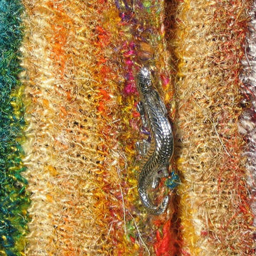 Recycled sari silk wraparound skirt with vertical stripes
