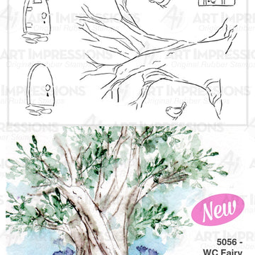 Art Impressions Watercolor Cling Rubber Stamps - Fairy Doors