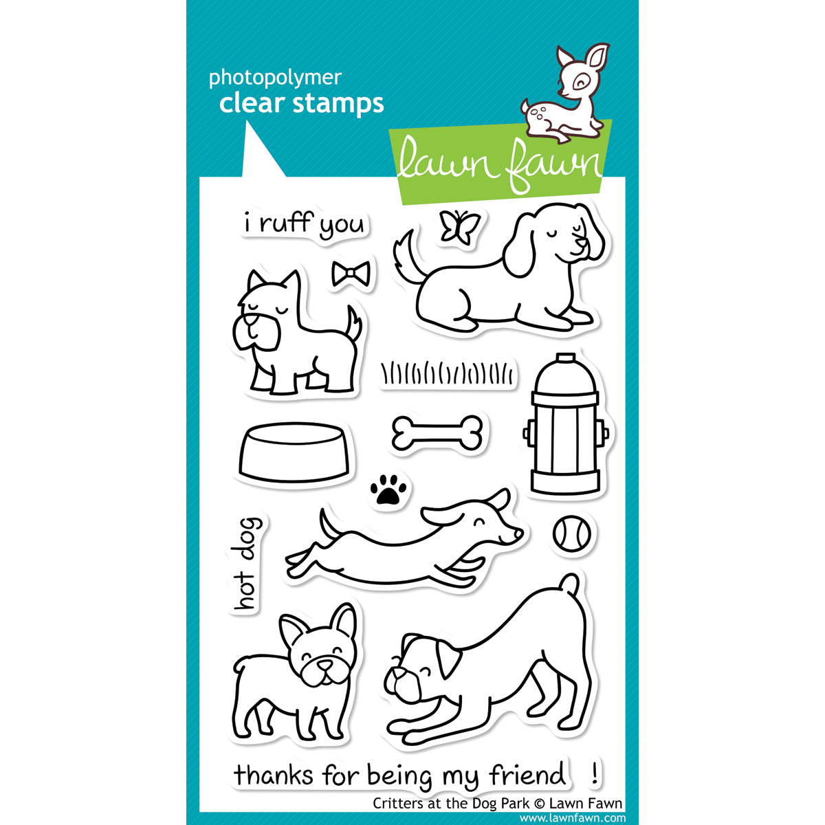 Lawn Fawn Clear Stamps 4"X6" - Critters At The Dog Park