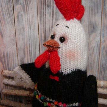 Toy knitting pattern rooster for Valentine's Day rooster, 4 roosters -1 pattern