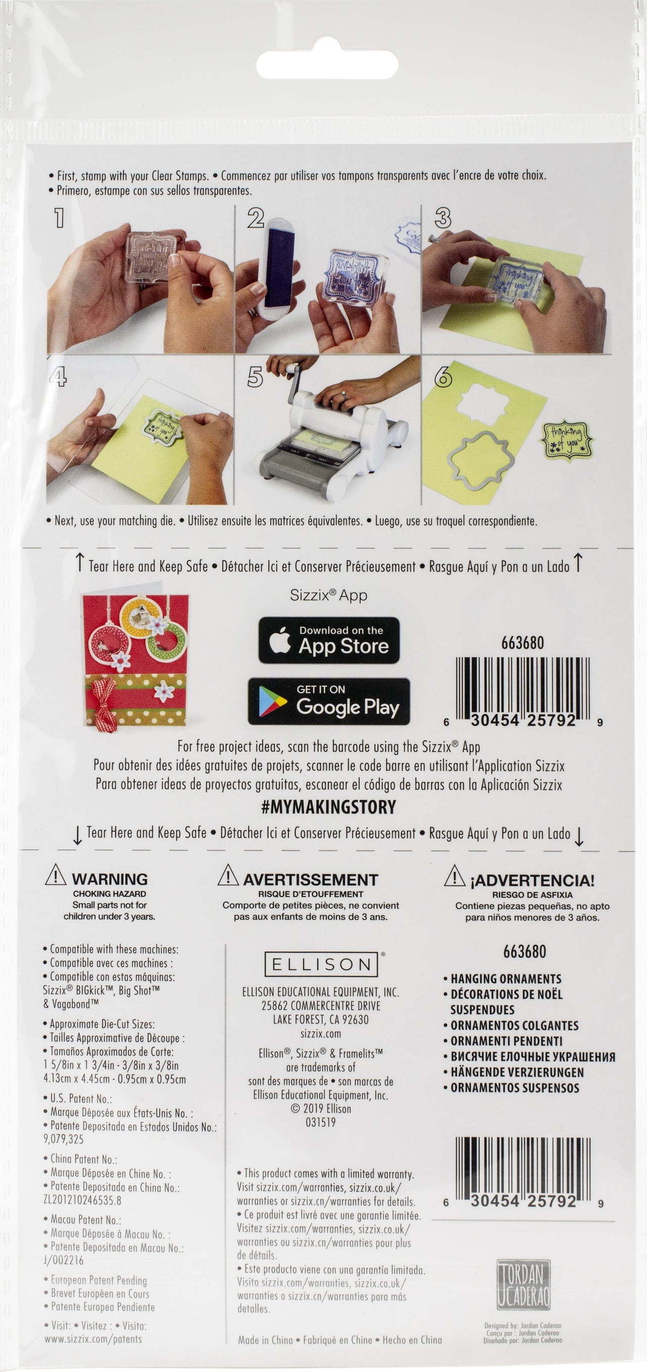 Sizzix Framelits Dies With Stamps By Jordan Caderao - Hanging Ornaments