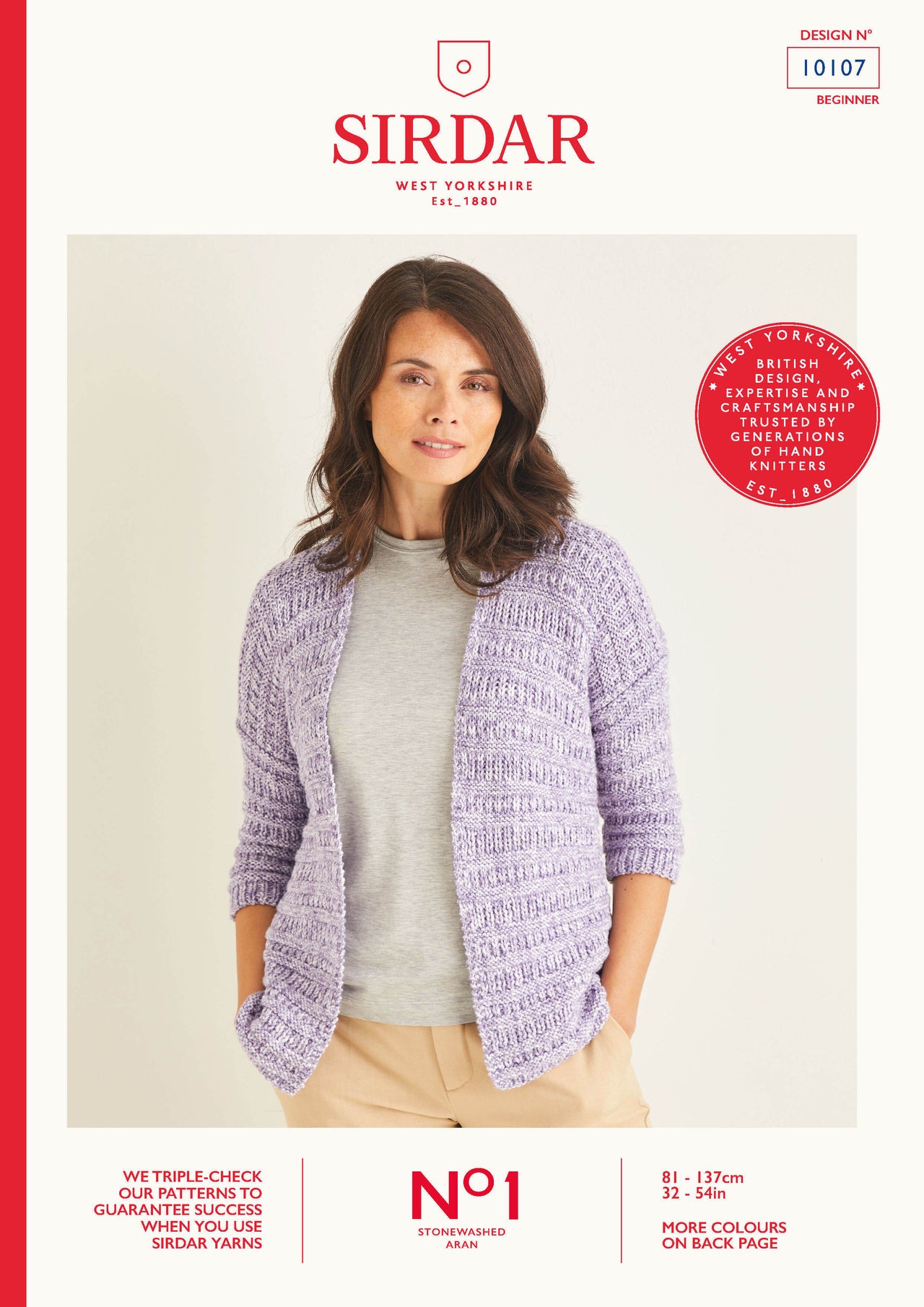 Ladies Cardigan in Sirdar No.1 Stonewashed Aran - 10107 - Leaflet