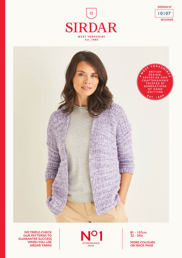 Ladies Cardigan in Sirdar No.1 Stonewashed Aran - 10107 - Leaflet