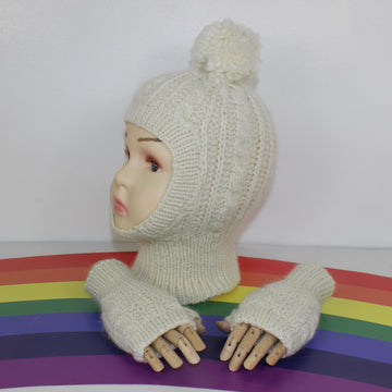 Toddler & Child Aran Cable Balaclava & Fingerless Gloves